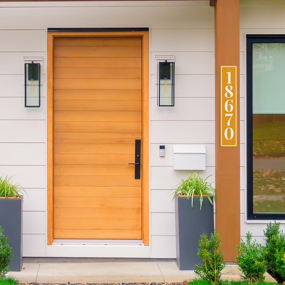 Modern House Numbers - Custom Address Sign - Reflective Mailbox Numbers - Mailbox Post Sign - Vertical Address Plaque - House Wall Plaque (C02)