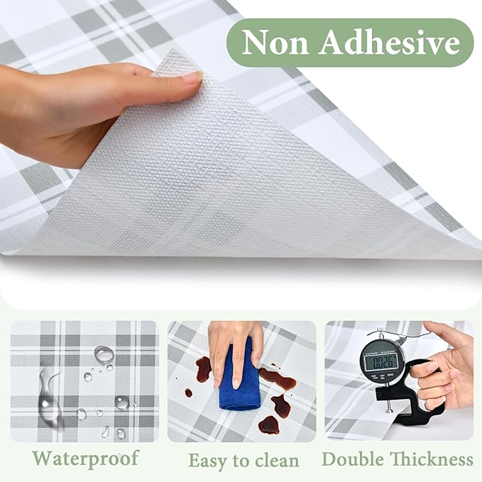 Drawer and Shelf Liner for Kitchen Cabinet: 17 in X 20 Ft Non Slip Waterproof Shelf Paper Non Adhesive Refrigerator Liners Light Grey Lattice Easy Liners for Bathroom