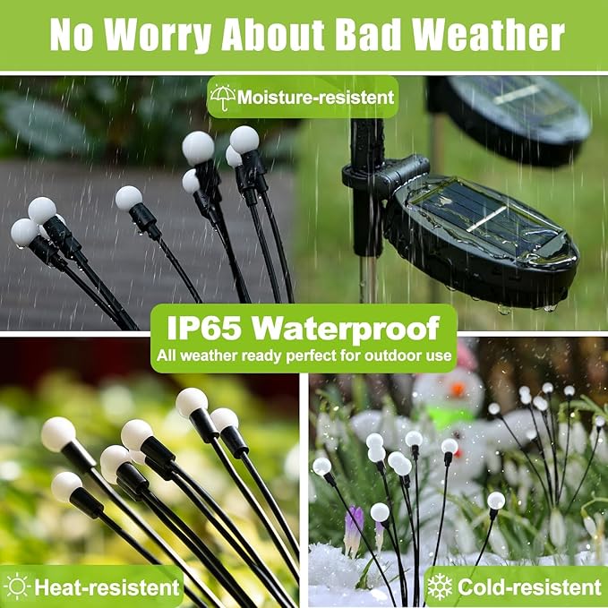 Flumy Solar Lights Outdoor Waterproof 6 Pack, Upgraded Outdoor Firefly Light for Yard Patio Garden Decor, Solar Lights for Outside Gardening Supplies,Gifts for Grandma