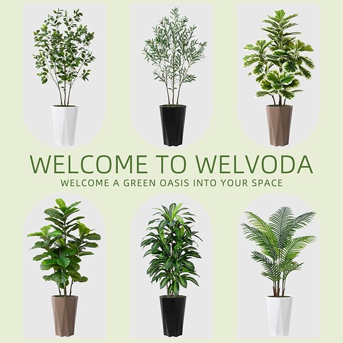 Artificial Palm Plant Indoor 5FT Fake Tree with Mocha Diamond Planter Faux Tropical Areca Tall Fake Floor Plant Potted Artificial Trees for Home Office Living Room Decor Indoor