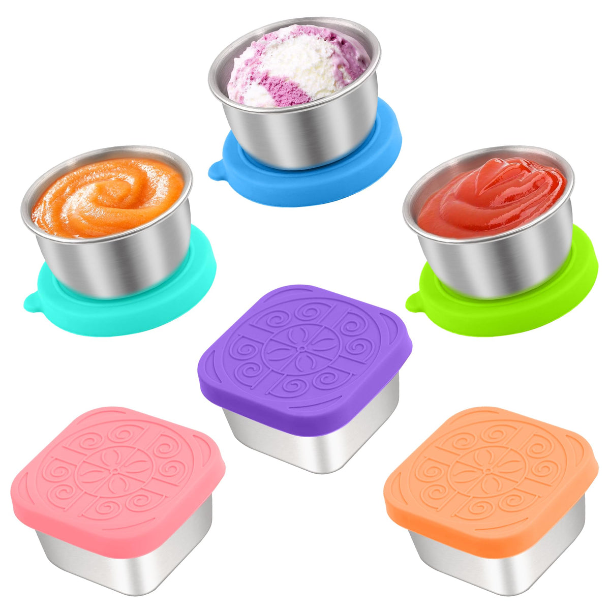 6x1.6 Oz Salad Dressing Containers With Lids, Small Leakproof Reusable Stainless Steel Salad Dressing Container To Go For Lunch Boxes,Sauce containers, Picnics,Travel Meal Prep And Kitchen Storage.
