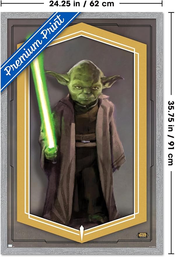 Trends International Star Wars: The High Republic - Yoda Wall Poster, 34L x 22.4W, Gray Framed Version