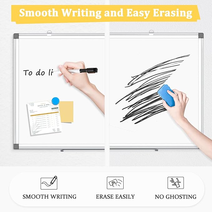 3 Pack Double-Sided Magnetic Whiteboard, 36" x 24" Dry Erase Board, Aluminum Frame White Board for Wall, Hanging Mounting White Board Dry Erase Marker Board for Office, School, Home
