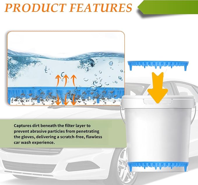 Car Wash Bucket, 10.28 Inch Diameter Car Wash Filter