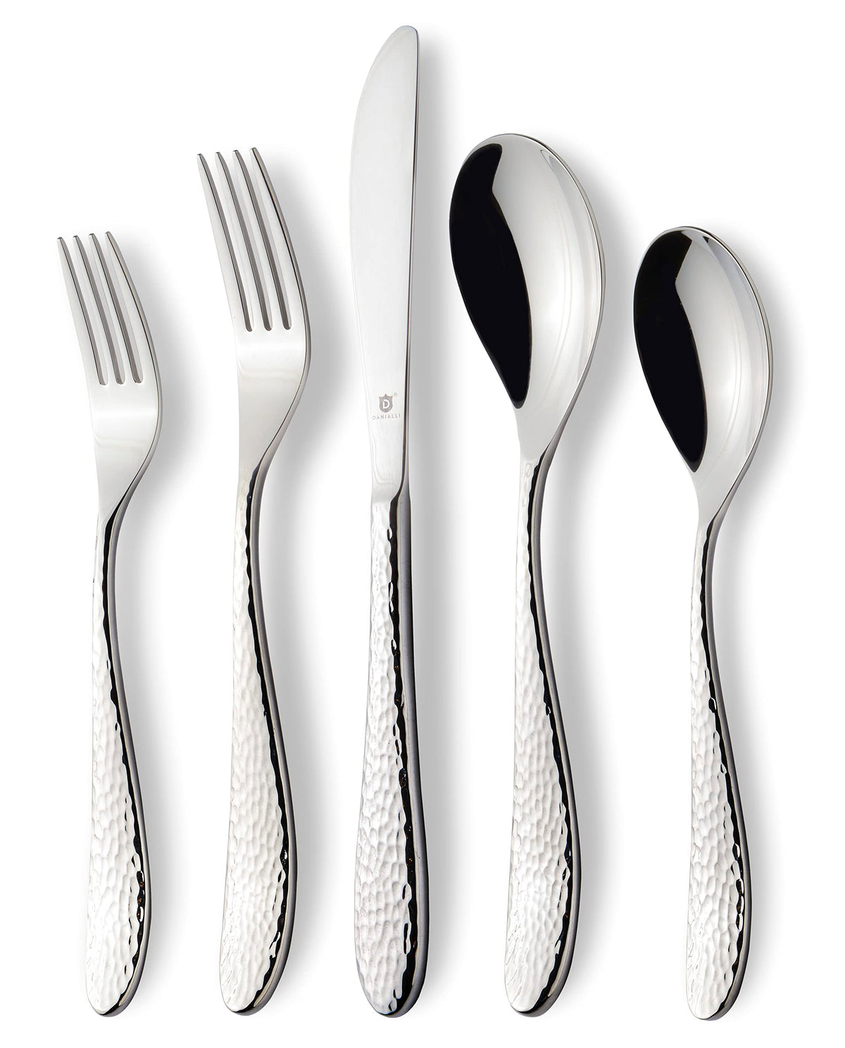 DANIALLI Engraved Silverware Set for 8 | 18/10 Stainless Steel Flatware with Mirror Finish and Engraved Handles | Heavy-Duty, Dishwasher Safe, Built to Last (40-Piece, Mezzano Engraved)