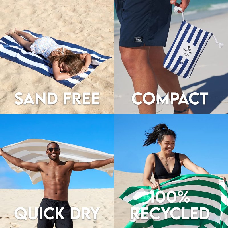 Dock & Bay Beach Towel - Quick Dry, Sand Free - Compact, Lightweight - 100% Recycled - Includes Bag - Cabana - Phi Phi Pink - Extra Large (200x90cm, 78x35)