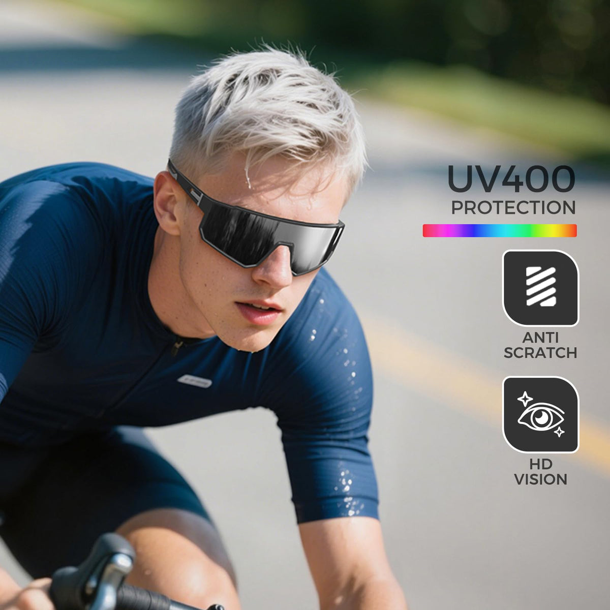 IKTOD 3 Pack Polarized Running Sunglasses for Women Mens Sunglasses UV Protection for Cycling Baseball Fishing (3 Pack-Black Gray/Red Red/Blue Black-W12)