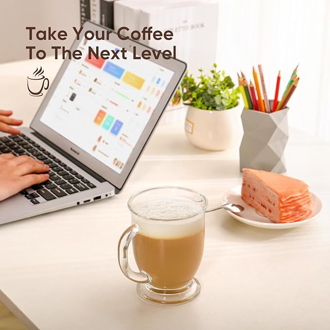 Glass Coffee Mugs Set of 2,15 OZ Lead-free Clear Coffee Cups For Cappuccino,Latte,Tea,Glass Coffee Cups with handles