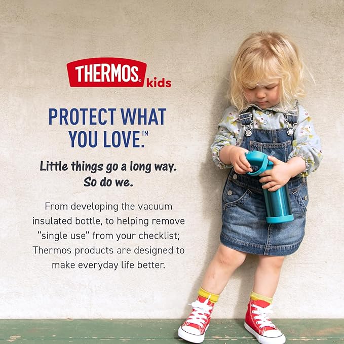 THERMOS FUNTAINER Water Bottle with Straw - 12 Ounce - Kids Stainless Steel Vacuum Insulated Water Bottle with Lid, Trolls 3