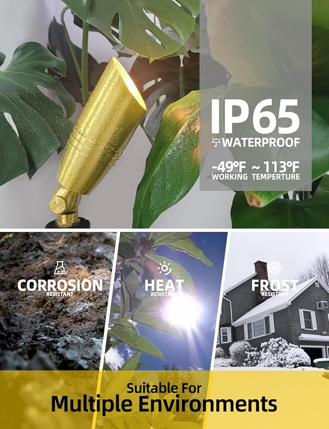 COLOER Die-cast Brass Landscape Spotlight 1-Pack with 5W Aluminum Housing LED MR16 Bulb,12V AC/DC Low Voltage Copper Outdoor Lighting, Directional Garden Patio Spot Up Light (102B Copper Finish)