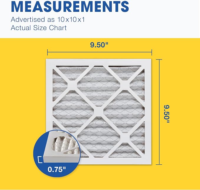 Aerostar 10x10x1 MERV 8, Pleated Air Filter, Box of 6, Made in the USA