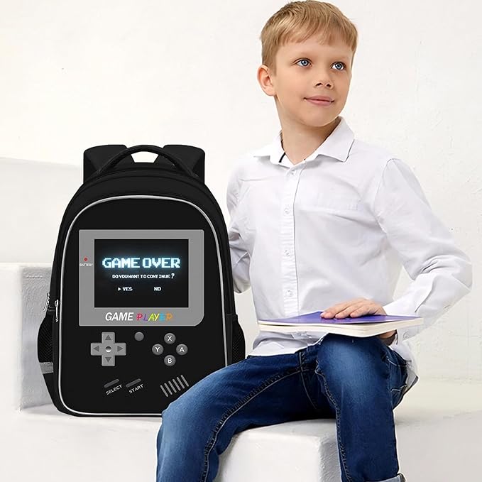 Backpack for School Boys,Gamer Boys Backpack for Elementary Middle School,Student Bookbag for Ages 6-18 Kids Children Teens,17″ Video Game Bookbag Travel Back Pack