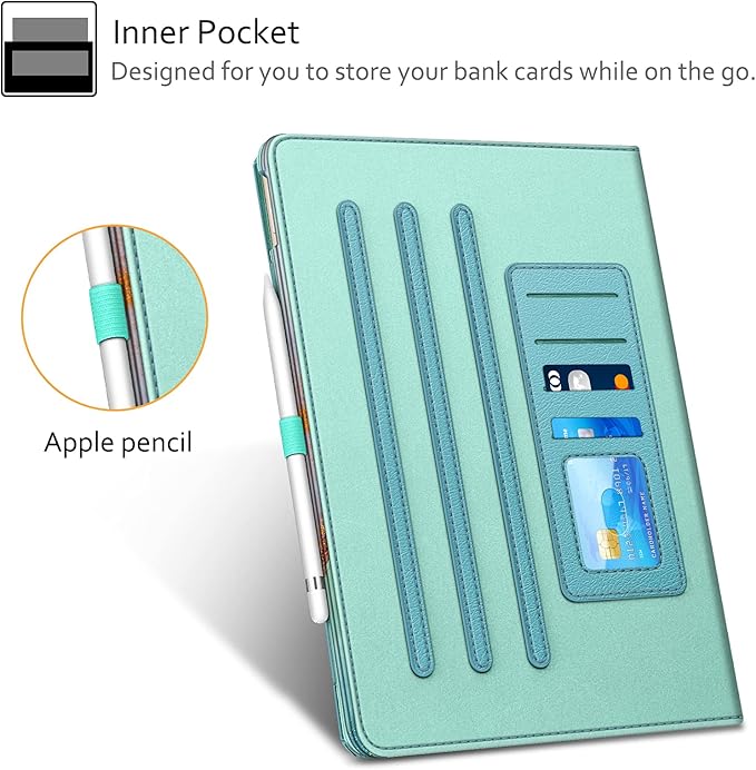 Fintie Multi-Angle Case, 2017/2015 iPad Pro 12.9 inch (Old Model) 1st & 2nd Gen Case - [Corner Protection] Folio Stand Cover with Pencil Holder & Pocket, Auto Wake/Sleep, Emerald Marble