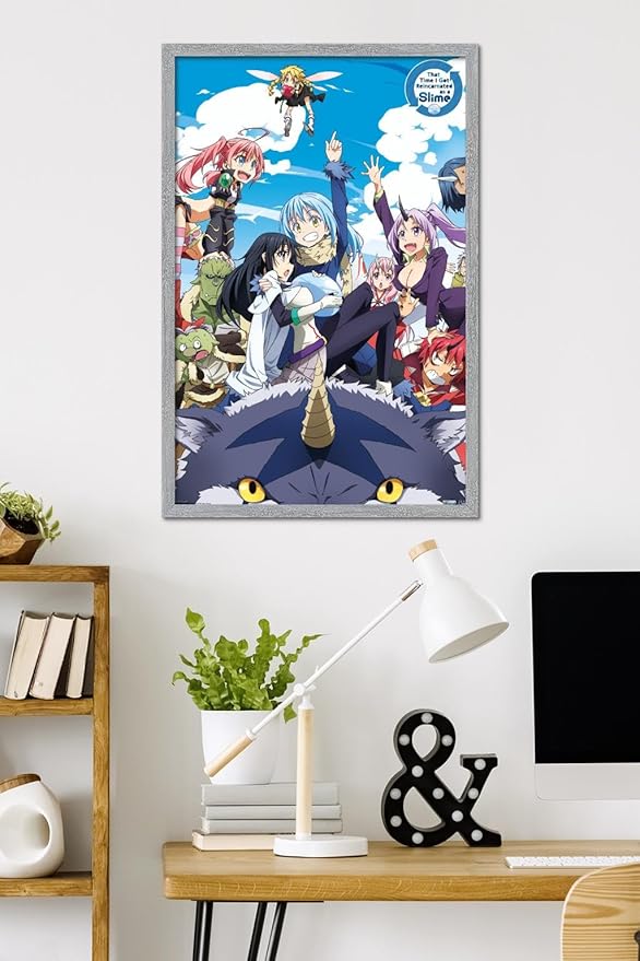 Trends International That Time I Got Reincarnated As A Slime - Group Wall Poster, 34L x 22.4W, Gray Framed Version