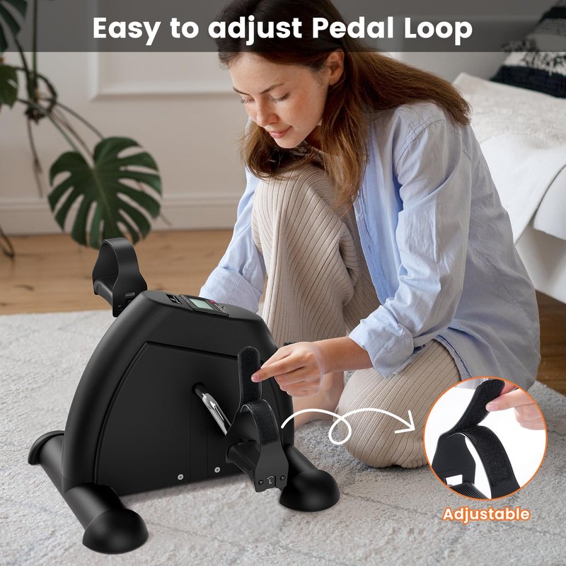 Sportneer Under Desk Bike Pedal Exerciser: Mini Exercise Bike Portable Peddler Sitting for Seniors with LCD Display Arm & Leg Bike Pedals Exerciser with Anti-Skid Mat for Home Office Black Orange