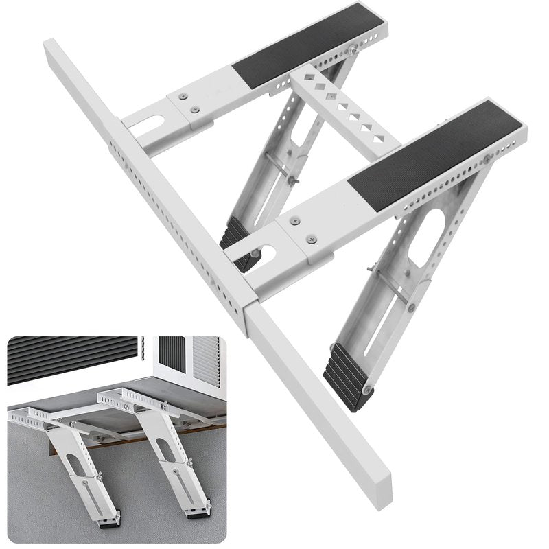 Universal Window Air Conditioner Support Bracket, No Drilling Heavy-Duty AC Window Bracket Supports Up to 200lbs for 5,000-24,000 BTU AC Units, Fits Single or Double Hung Windows