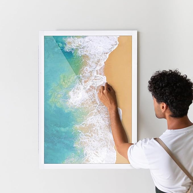 White Hidden Board, Enclosed Whiteboard with Wooden Frame, 20x30in Poster Frame and Functional Whiteboard for Office, Home(Poster Not Included)