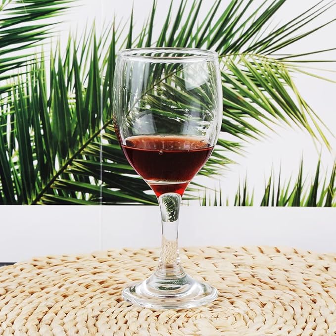 HEIGHT 5.6 Inches 120ML 4 Ounce Samll Capacity - Set of 6 Classic Red Small Wine Glasses Durable Clear White Lead-free Glass Cup For Party (Glass, 6Pcs4OZ)
