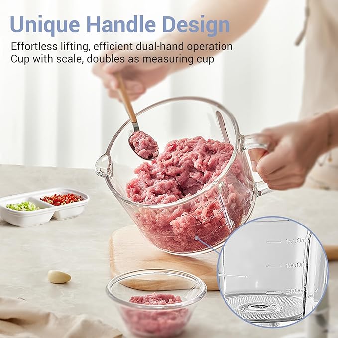 Bear Food Processor, 400W Electric Food Chopper with Handheld Glass Bowl