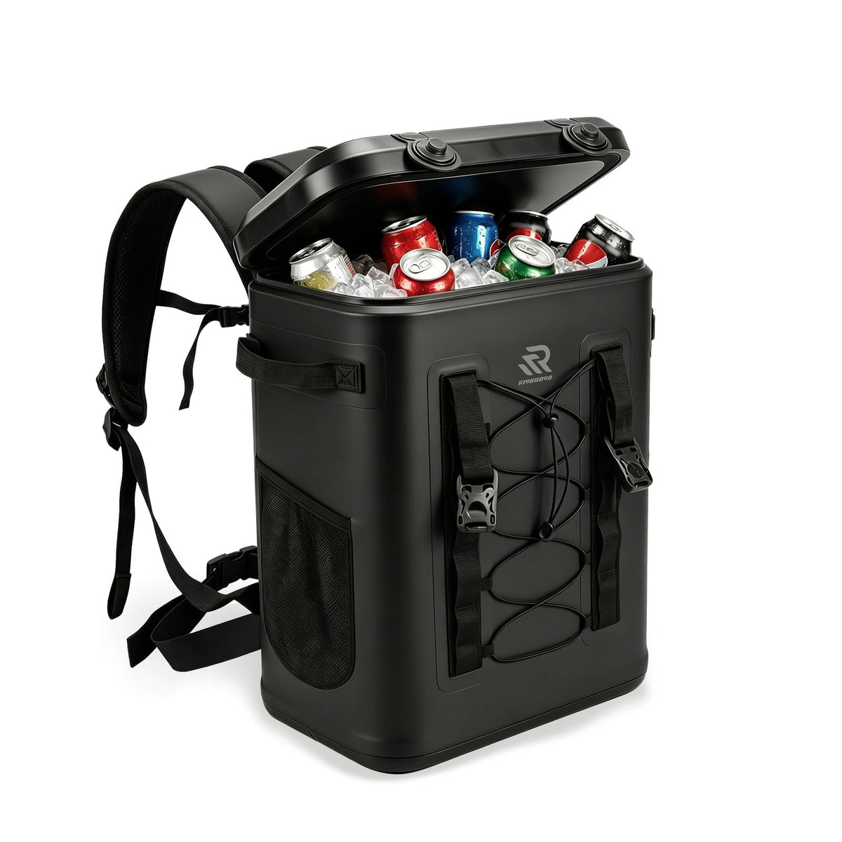 RIVONOVA Premium Zipperless Magnetic Kayak Cooler Backpack Black