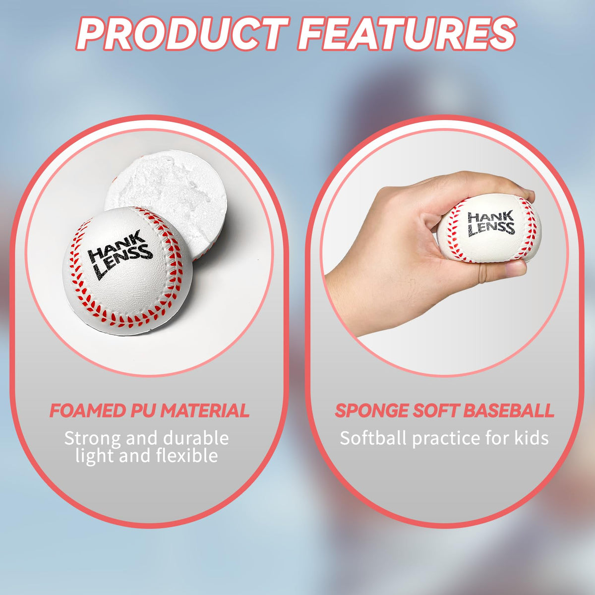 HANKLENSS Soft Foam Baseballs for Kids - 12 Pack Practice Balls for Beginners (White)