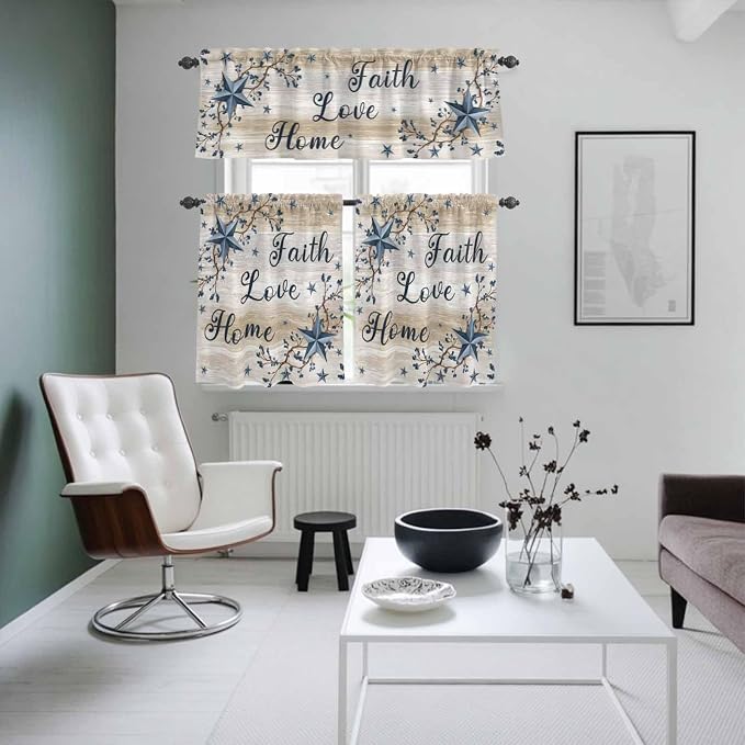 Vintage Country Kitchen Curtains Set 3 Piece