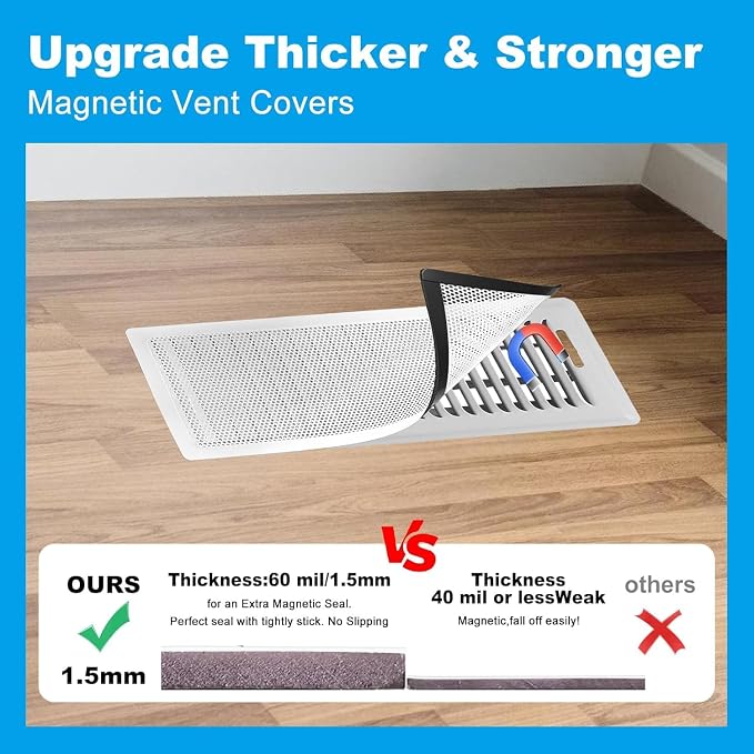 6-Pack White Magnetic Vent Covers 5x13 Inch