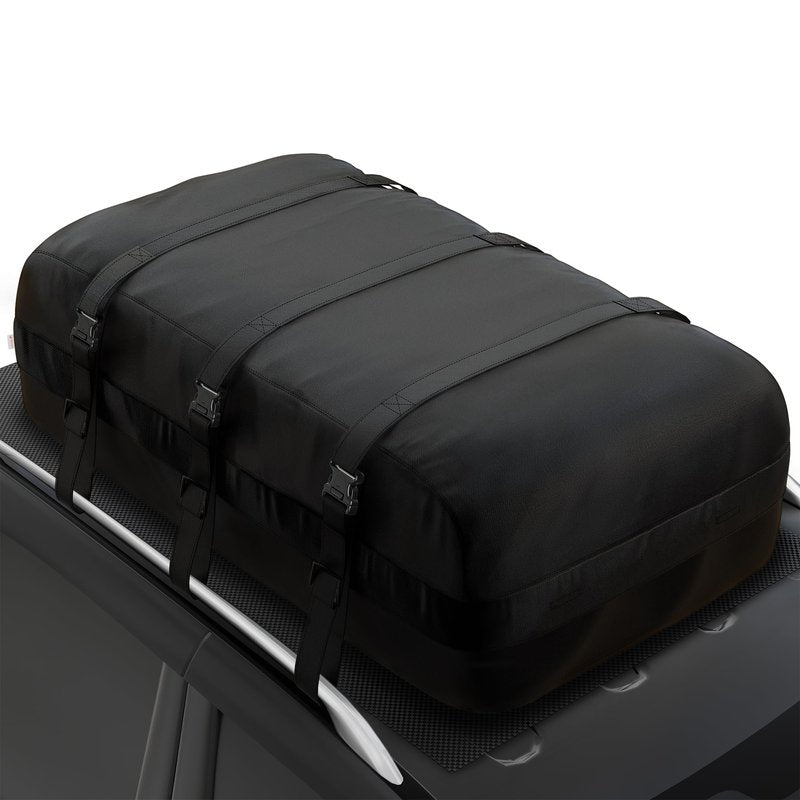 iBirdie Roof Rack Cargo Carrier 15.3 Cubic Feet, Soft-Shell Rooftop Cargo Box, Waterproof Heavy Duty 1200D for Car with/Without Roof Rack, Includes Anti-Slip Mat, Door Hooks, 46x34x17 inches