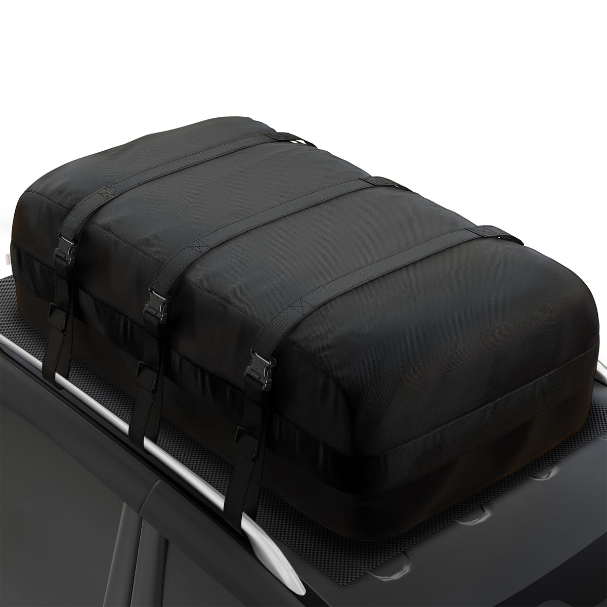 iBirdie Roof Rack Cargo Carrier 18.1 Cubic Feet, Soft-Shell Rooftop Cargo Box, Waterproof Heavy Duty 1200D for Car with/Without Roof Rack, Includes Anti-Slip Mat, Door Hooks, 46x34x20 inches