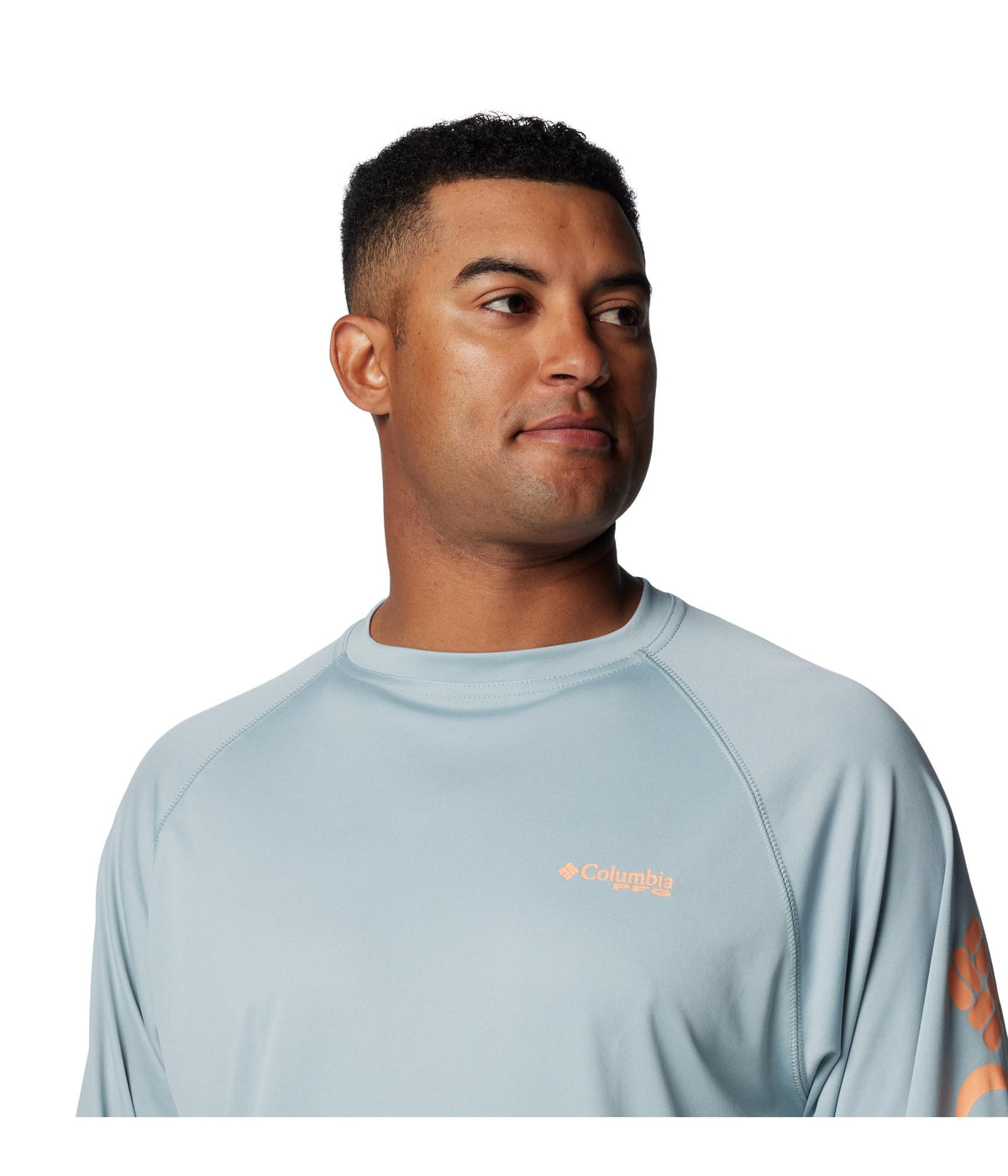 Columbia Men's PFG Terminal Tackle Long Sleeve Fishing Shirt, Crushed Blue/Bright Nectar Logo, 1X