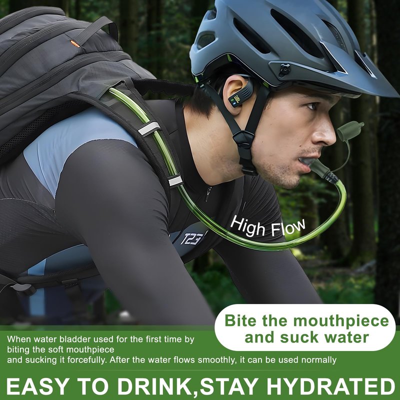 Hydration Bladder, 1.5L Water Bladder for Hiking Backpack, BPA-Free Leak Proof Water Reservoir Storage Bag, Water Pouch Hydration Pack Replacement for Camping Cycling Running, Military Green