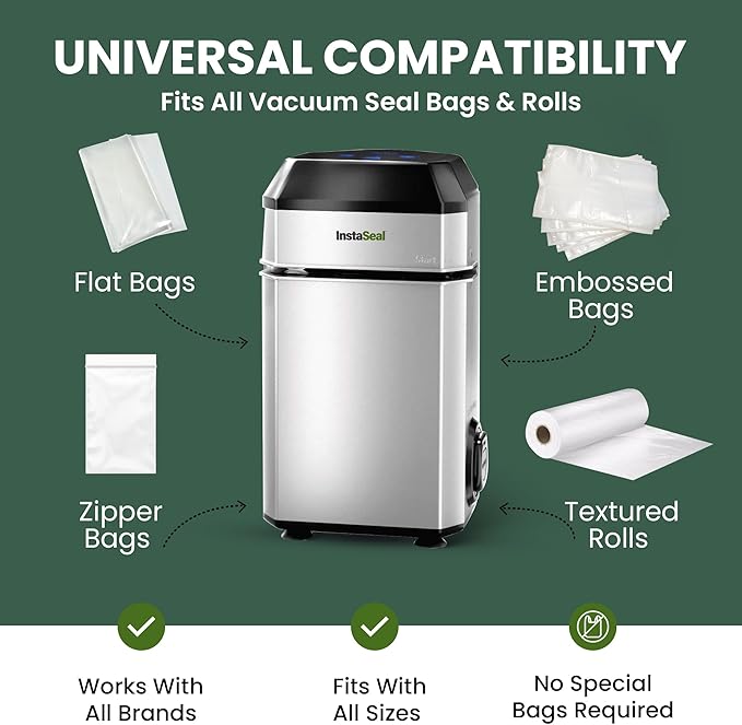 InstaSeal Upright Vacuum Sealer for Food with 12 Bags