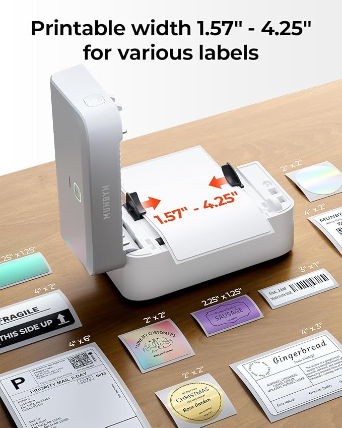 2 Inch Red Round Thermal Labels+RW403B Bluetooth Shipping Label Printer