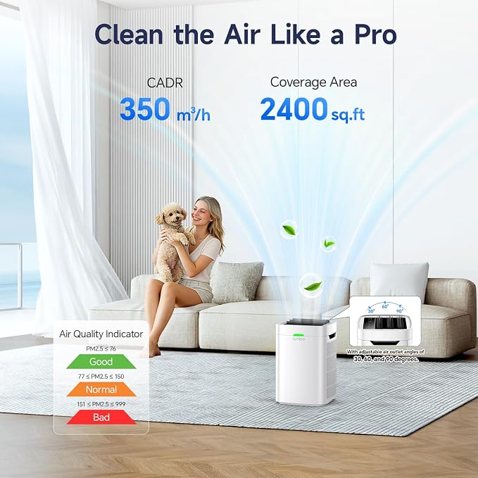 Air Purifiers for Home Large Room up to 2400 Ft², Double-Sided HEPA Air Purifier