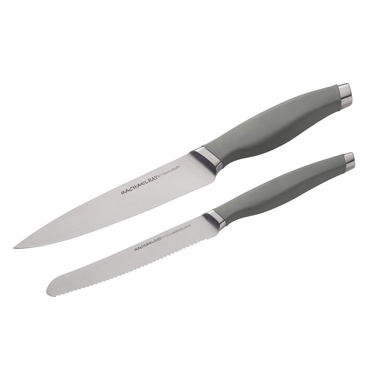 Rachael Ray Cucina Cutlery 2-Piece Japanese Stainless Steel Santoku Knife Set with Acacia Handles -,Acacia Wood
