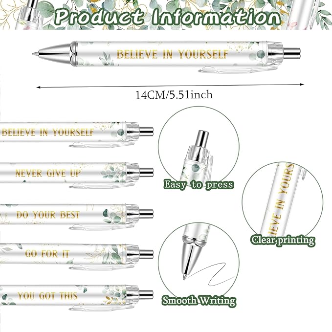 10PCS Christian Pens for Women Inspirational Quotes Bible Verse Ballpoint Pen Green Leave Pens Bulk Religious Ink Pens Employee Appreciation Gift Bulk for School Teacher Office Church Supplies