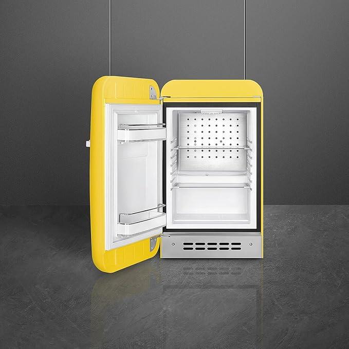 Smeg FAB5 Retro Mini Fridge – 50s Style Compact Small Refrigerator, 1.2 cu ft, Automatic Defrost, LED Lighting, Adjustable Shelves– Made in Italy – Perfect for Home, Dorm, Office, Hotel -Yellow