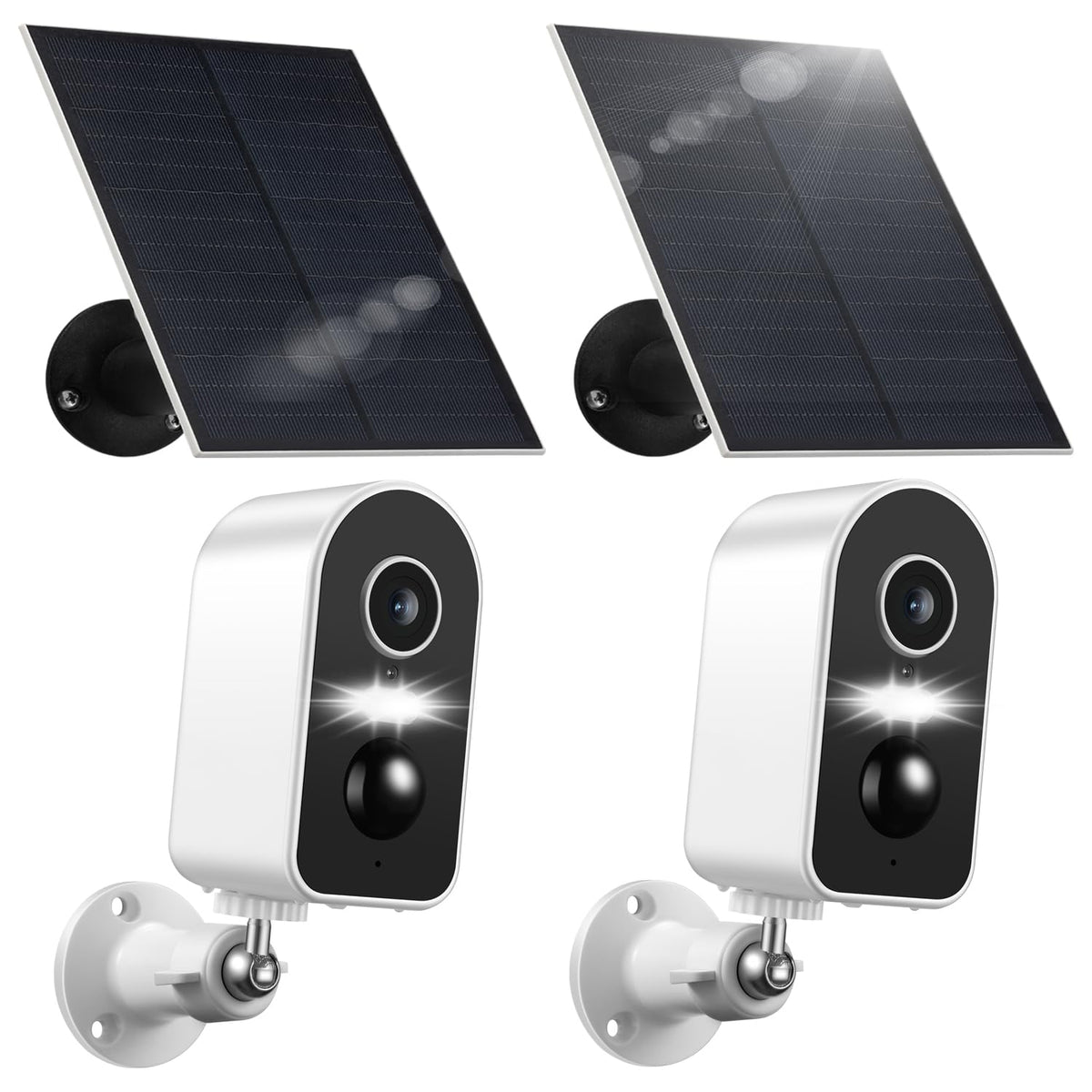 Solar Security Cameras Wireless Outdoor, Battery Powered 2K WiFi Cameras for Home Surveillance, PIR/AI Motion Detection, Waterproof, Color Night Vision, 2-Way Audio, (2 Pack)