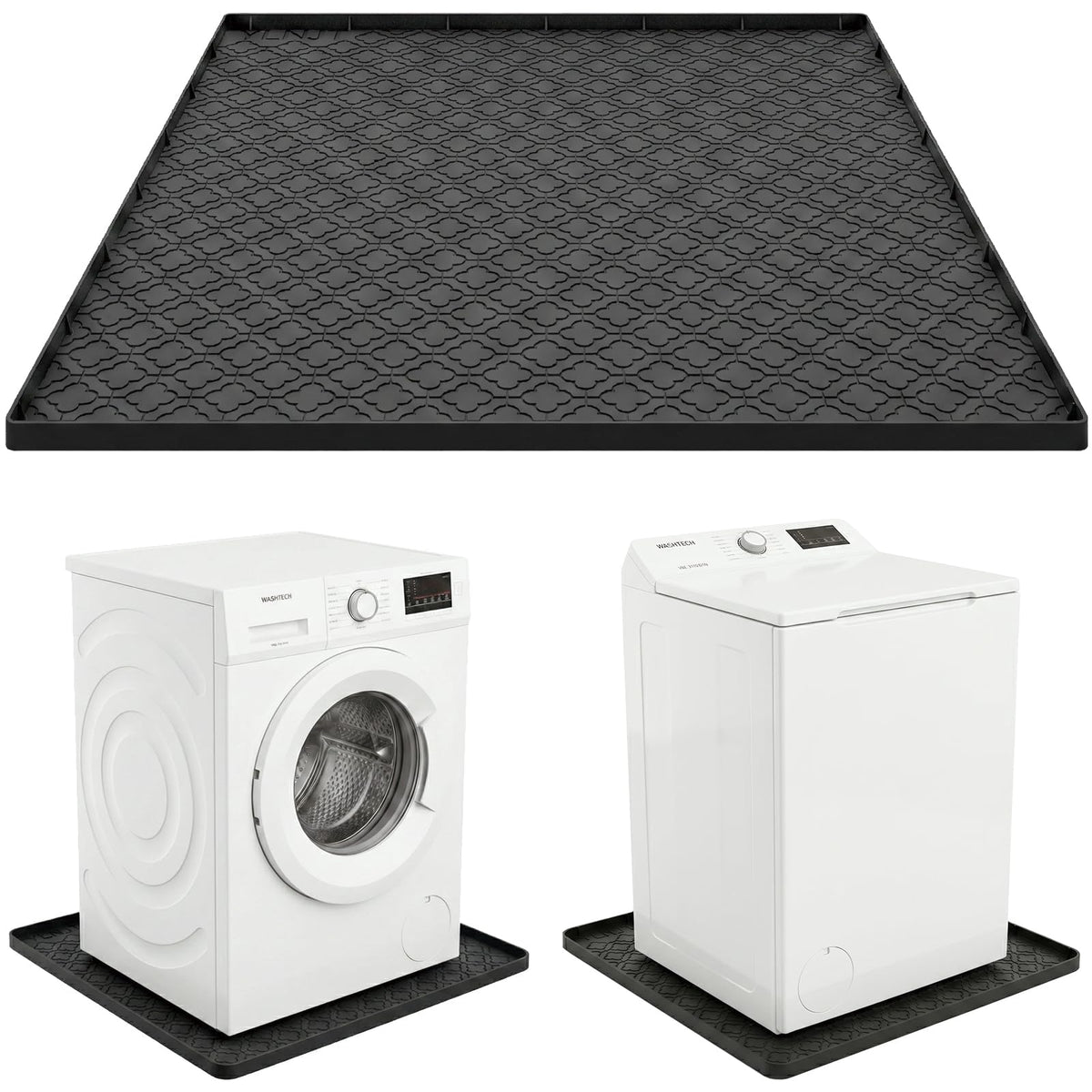 YLNJT 33 x 31 Inch Washing Machine Drain Pan, Silicone Washer Pan, Black