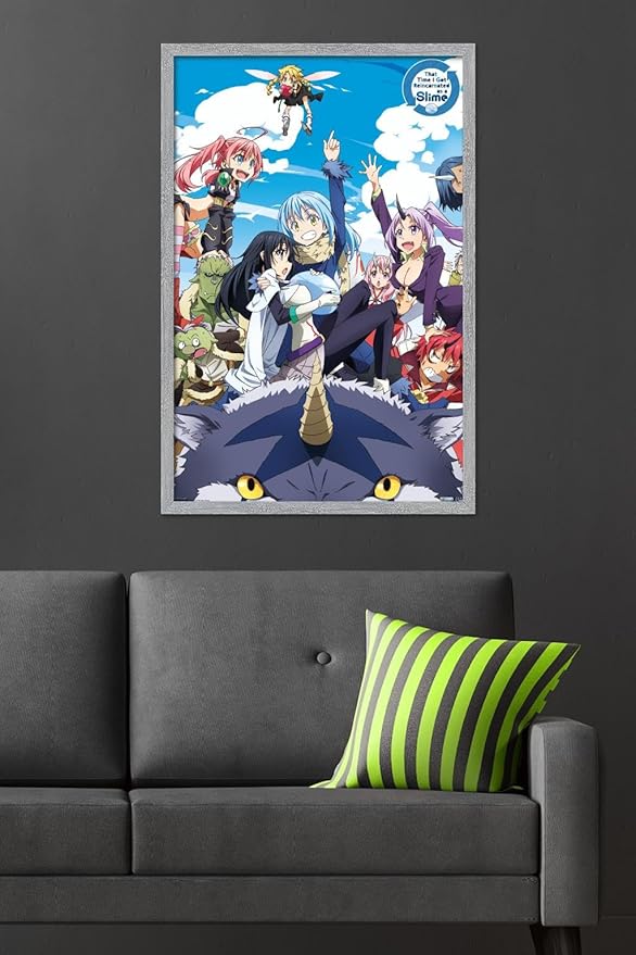 Trends International That Time I Got Reincarnated As A Slime - Group Wall Poster, 34L x 22.4W, Gray Framed Version