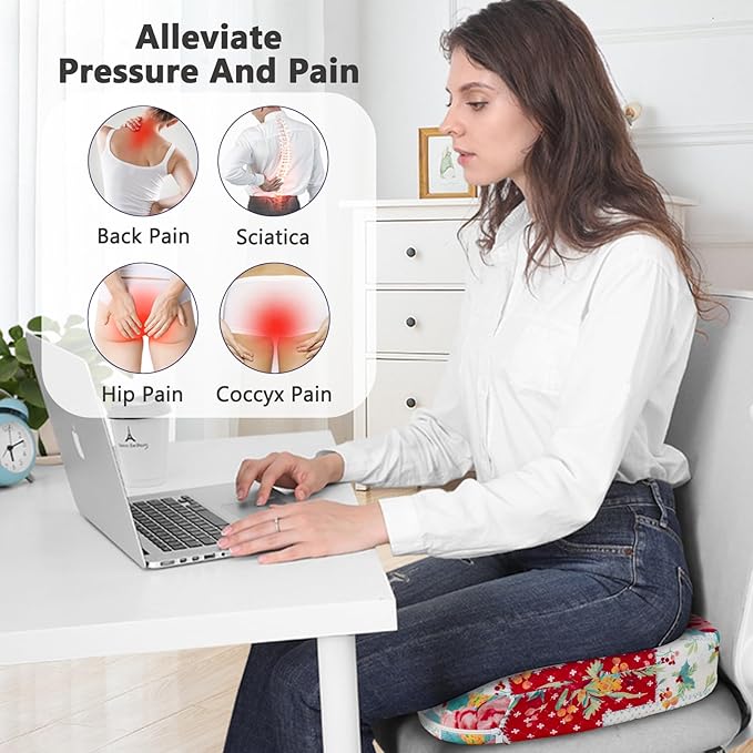Tailbone Pain Relief Cushion, Memory Foam Seat Cushion for Pressure Relief Coccyx Cushion for Sciatica Pain Ergonomic Seat Cushion for Office Desk Chair
