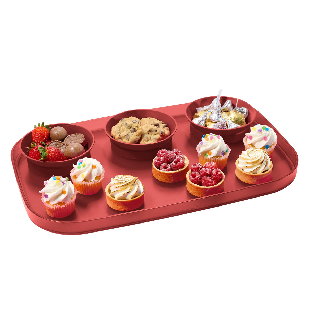 madesmart dipware 3 Bowl Serving Tray, Stackable & Removable Dip Bowls for Charcuterie, Guacomole, Snacks, Veggies, Premium Dishwasher & Microwave Safe, Multipurpose Plate & Bowl, Olive
