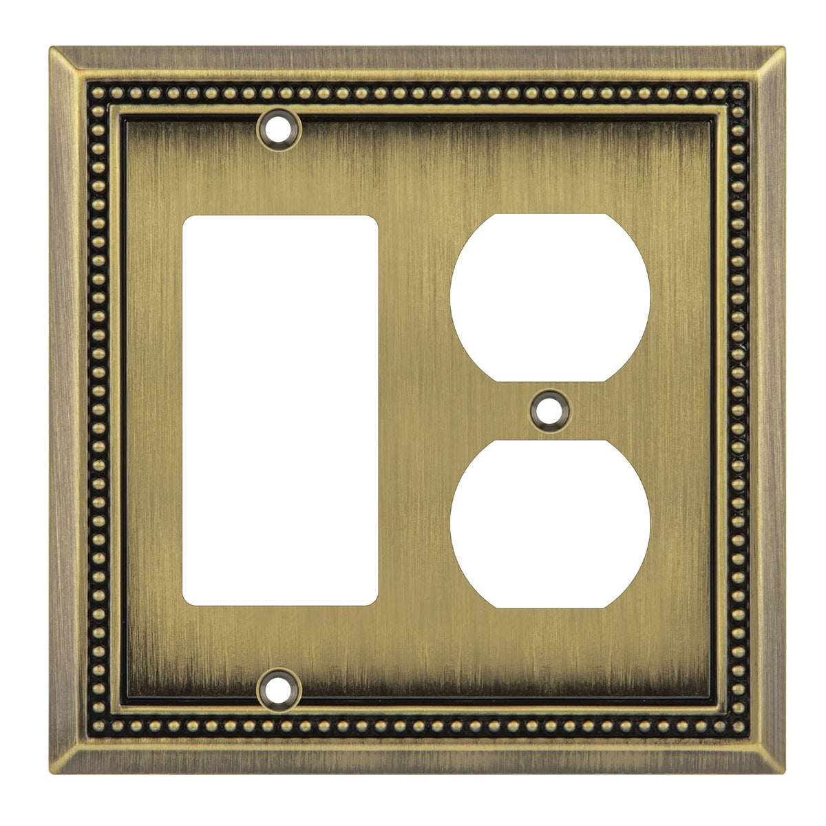 Henne Bery Sunken Pearls Heavy Duty Decorative Wall Plate Switch Plate Outlet Cover (Decorator/Duplex, Antique Brass)
