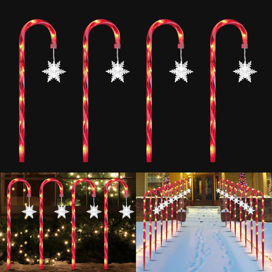 GLOWNOVA 16 Pack 15inch Candy Cane Lights，Twinkle Christmas Candy Cane Pathway Markers, Xmas Pathway Lights Outdoor for Walkway Garden Lawn Holiday Decorations