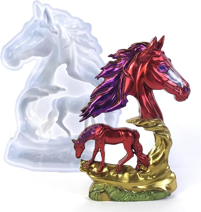 3D Horse Wolf Desktop Decoration Epoxy Resin Silicone Mold 9317+9578