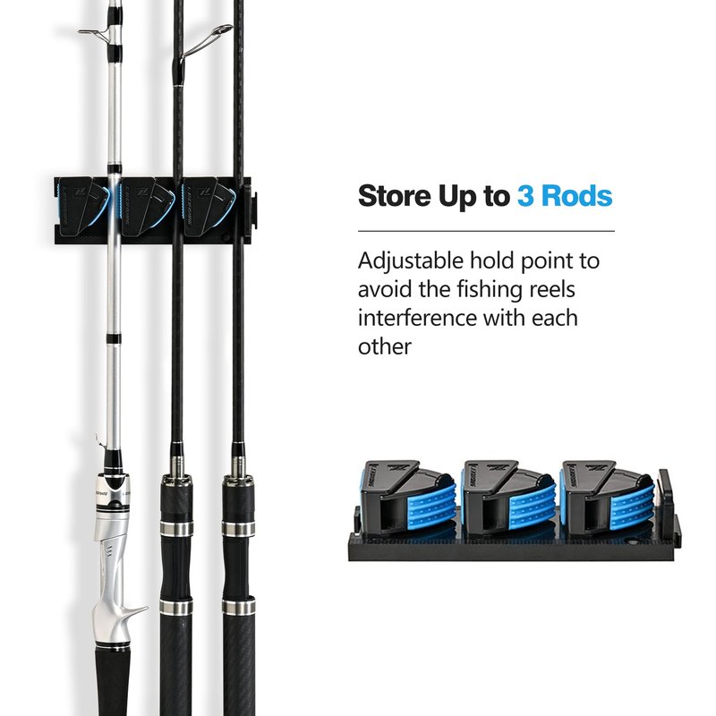 RESTCLOUD Fishing Rod Holder Vertical, Fishing Pole Holders for Garage, Fits 3-19mm Rod Diameter (3 Slots)