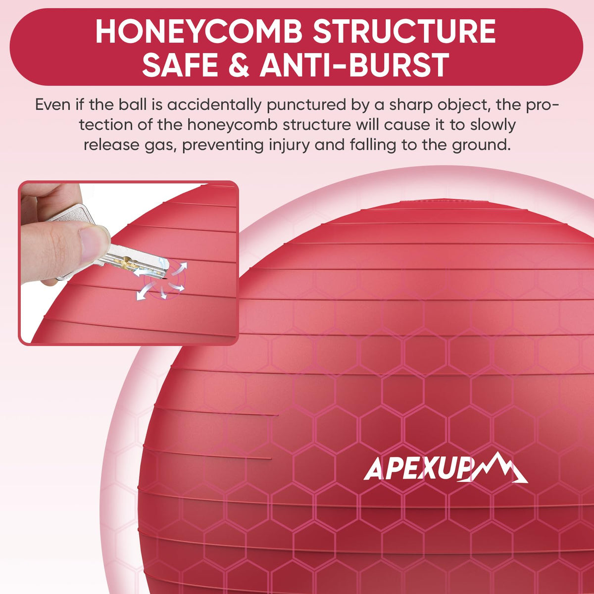 APEXUP Yoga Ball, 660 lbs Anti-Burst Exercise Ball with Pump, 5 Sizes (XXL(31"~34") 85cm, Red)
