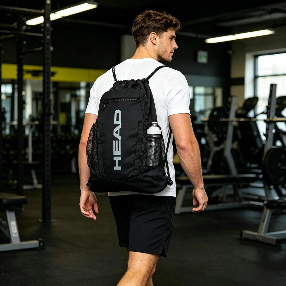 HEAD Men's Drawstring Backpack with Shoe & Phone Pocket,Bottle Holder