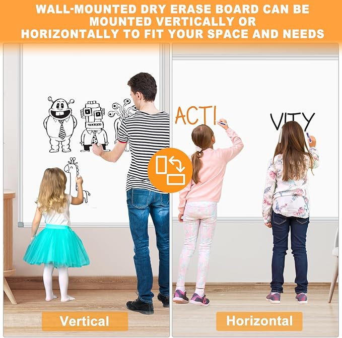 H-Qprobd Dry Erase Board for Wall 60"x40" Aluminum Presentation Magnetic Whiteboard with Long Pen Tray, Wall-Mounted White Board for School, Office and Home