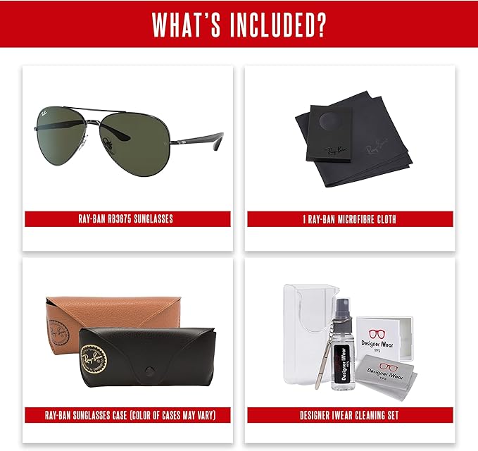 Ray-Ban RB3675 Aviator Sunglasses for Men for Women +BUNDLE with ACCESSORY EYEWEAR KIT